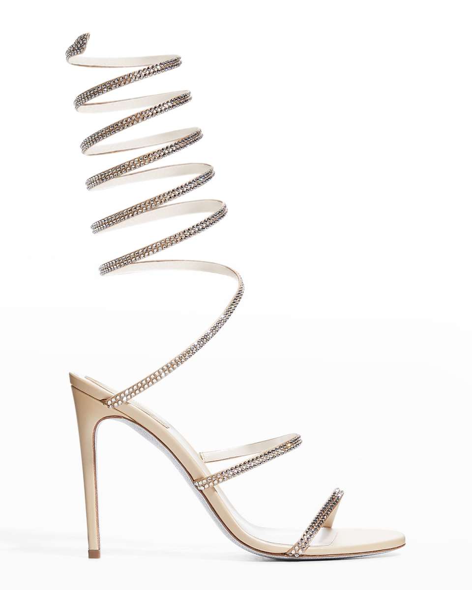 Crystal Snake Ankle-Wrap Sandals